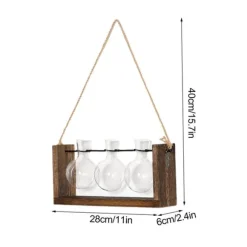 Träram väggmonterad hydroponisk vas för gröna växter i vardagsrumsinredning