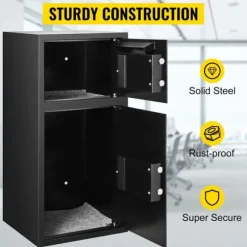 33-tums digitalt dubbeldörrs kassaskåp, solid stålkonstruktion, två upplåsningsmetoder, stor lagringskapacitet, enkel installation