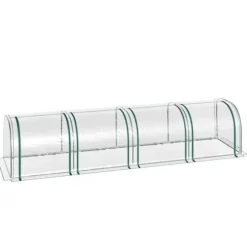 Tunnelväxthus 395x100x80 cm, 4 zip-fönster, stålram, transparent duk
