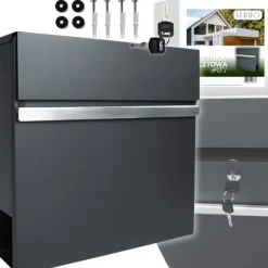 Tvåfärgad brevlåda, elegant, fyrkantig, öppningsbar flik, tidningshållare