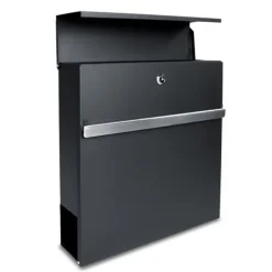 Tvåfärgad brevlåda, elegant, fyrkantig, öppningsbar flik, tidningshållare