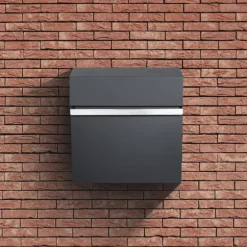 Tvåfärgad brevlåda, elegant, fyrkantig, öppningsbar flik, tidningshållare