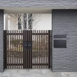 Tvåfärgad brevlåda, elegant, fyrkantig, öppningsbar flik, tidningshållare