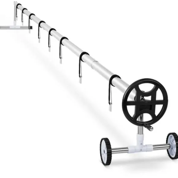 Uniprodo - Upprullning poolskydd - 4,2 till 5,2 m - kan rullas - rostfritt stål - inkl. 8 band