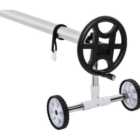 Uniprodo - Upprullning poolskydd - 4,2 till 5,2 m - kan rullas - rostfritt stål - inkl. 8 band