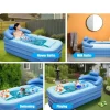 Uppblåsbar Badkar, Isolerad Design, Platsbesparande Bekvämlighet,Blå