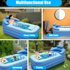 Uppblåsbar Badkar, Isolerad Design, Platsbesparande Bekvämlighet,Blå