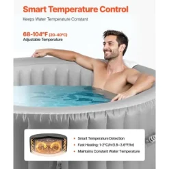 Uppblåsbar Bubbelpool, 6-8 Personer Kapacitet, 2400x660mm, Bärbar Utomhusspa, Lätt att montera