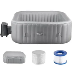 Uppblåsbar Bubbelpool, 4-6 Personer, 1850x660mm, Kvadratisk, Bärbar Utomhusspa