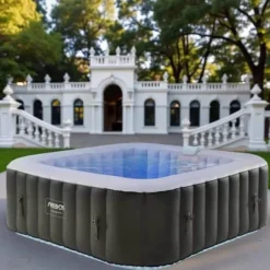 Uppblåsbar bubbelpool Majestic Square – Jacuzzi för 6 personer – Kvadratisk 185x185 cm – LED-belysning – 130 massagestrålar – Upp till 40°C – 2400W – | CDON