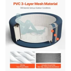 Uppblåsbar bubbelpool, 180x66 cm, Grå, PVC