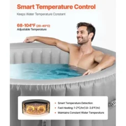 Uppblåsbar bubbelpool, 180x66 cm, Grå, PVC