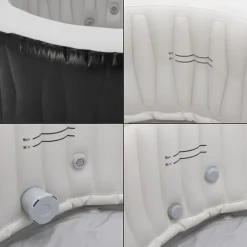 Uppblåsbart spabad Carbone Ø165x70 cm svart vit [pro.tec]