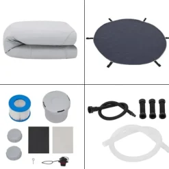 Uppblåsbart spabad Carbone Ø165x70 cm svart vit [pro.tec]