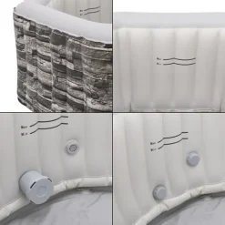 Uppblåsbart spabad Carosino stenkänsla Ø195x70 cm för 5 personer [pro.tec]