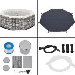 Uppblåsbart spabad Carosino stenkänsla Ø195x70 cm för 5 personer [pro.tec]