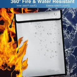 Uppgraderad brandsäker dokumentväska med dubbla fickor (2000℉) 28*38 cm, vattentät och brandsäker kontantväska med dragkedja, förvaringsväska för vik | CDON