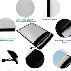 Uppgraderad brandsäker dokumentväska med dubbla fickor (2000℉) 28*38 cm, vattentät och brandsäker kontantväska med dragkedja, förvaringsväska för vik | CDON