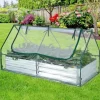 Upphöjd odlingsbädd med växthus, 6x3x3 fot, Grön & Silver & Genomskinlig