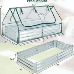 Upphöjd odlingsbädd med växthus, 6x3x3 fot, Grön & Silver & Genomskinlig
