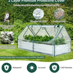 Upphöjd odlingsbädd med växthus, 6x3x3 fot, Grön & Silver & Genomskinlig
