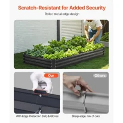 Upphöjd odlingsbädd, 240x120x28 cm, mörkgrå, metall