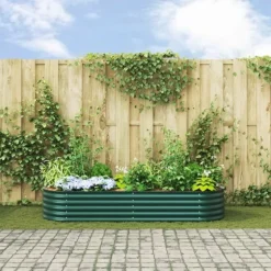 Upphöjd odlingslåda Grön 240 x 80 x 44 cm Stål