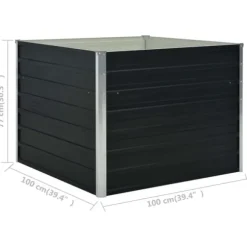 Upphöjd odlingslåda i galvaniserat stål | Färg: Antracit | Storlek: 100x100x77 cm