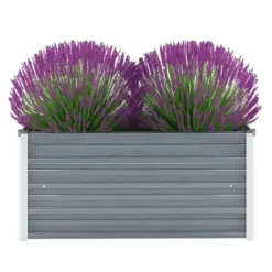 Upphöjd odlingslåda i galvaniserat stål - 100x40x45 cm | Färg: Grå | Stabil och väderbeständig