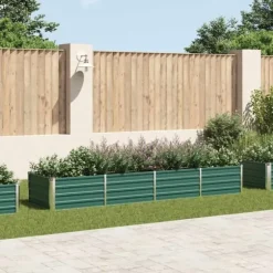 Upphöjd odlingslåda i galvaniserat stål - Trädgårdsbänk | Färg: Grön | Storlek: 320x80x45 cm