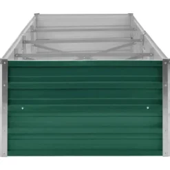 Upphöjd odlingslåda i galvaniserat stål - Trädgårdsbänk | Färg: Grön | Storlek: 320x80x45 cm