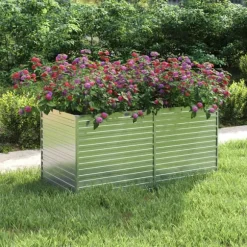 Upphöjd odlingslåda i galvaniserat stål - Planteringslåda | Färg: Silver | Storlek: 160x80x77 cm