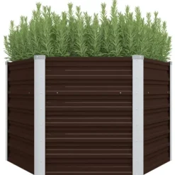 Upphöjd odlingslåda i galvaniserat stål | Färg: Brun | Storlek: 129x129x77 cm