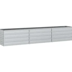 Upphöjd odlingslåda i galvaniserat stål - Planteringslåda | Färg: Silver | Storlek: 240x40x45 cm