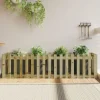 Upphöjd odlingslåda i impregnerad furu med staket-design | Storlek: 200x50x50 cm | Färg: Natur