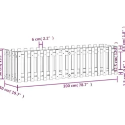 Upphöjd odlingslåda i impregnerad furu med staket-design | Storlek: 200x50x50 cm | Färg: Natur
