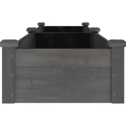 Upphöjd odlingslåda i massivt granträ med foder | Storlek: 240x45x25 cm | Färg: Grå