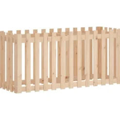 Upphöjd odlingslåda i massiv furu med staket-design | Storlek: 150x50x70 cm