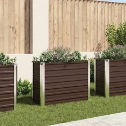 Upphöjd odlingslåda i metall - Galvaniserat stål | Färg: Brun | Storlek: 100x40x77 cm