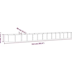 Upphöjd odlingslåda i pulverlackerat stål | Storlek: 512x80x36 cm | Färg: Brun