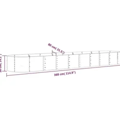 Upphöjd odlingslåda i pulverlackerat stål | Färg: Grå | Storlek: 368x80x36 cm