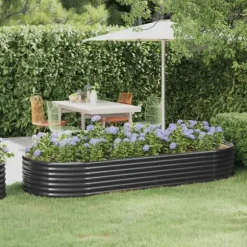 Upphöjd odlingslåda i pulverlackerat stål | Storlek: 249x100x36 cm | Färg: Antracit