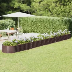 Upphöjd odlingslåda i pulverlackerat stål | Storlek: 620x80x36 cm | Färg: Brun