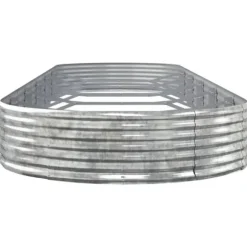 Upphöjd odlingslåda i pulverlackerat stål - Trädgårdsplanterare | Färg: Silver | Storlek: 523x140x36 cm