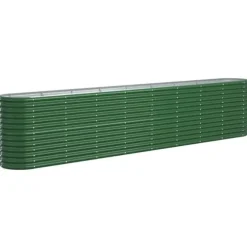 Upphöjd odlingslåda i pulverlackerat stål | Storlek: 332x40x68 cm | Färg: Grön