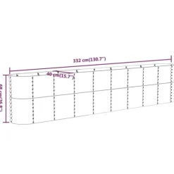 Upphöjd odlingslåda i pulverlackerat stål | Storlek: 332x40x68 cm | Färg: Grön