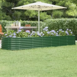 Upphöjd odlingslåda i pulverlackerat stål | Färg: Grön | Storlek: 296x80x36 cm