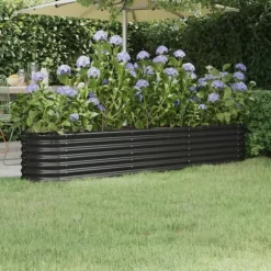 Upphöjd odlingslåda i pulverlackerat stål | Färg: Antracit | Storlek: 224x40x36 cm