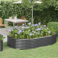 Upphöjd odlingslåda i pulverlackerat stål - Trädgård och balkong | Färg: Antracit | Storlek: 214x140x36 cm