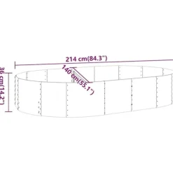 Upphöjd odlingslåda i pulverlackerat stål - Trädgård och balkong | Färg: Antracit | Storlek: 214x140x36 cm